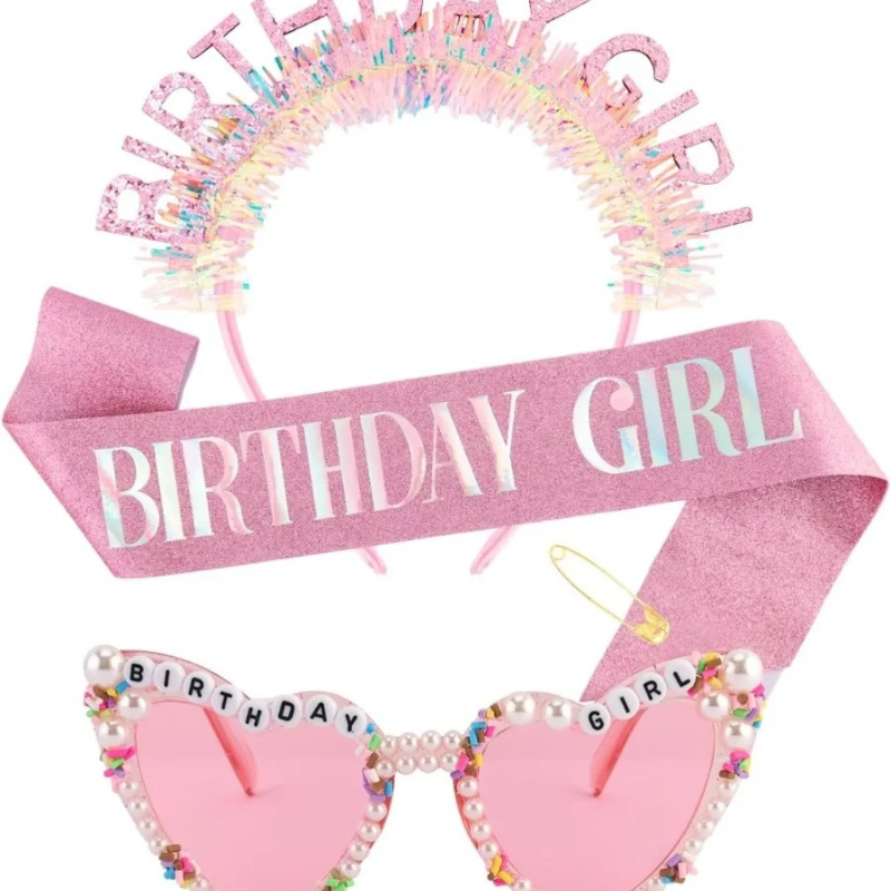 Birthday Sash Glitter - Doğum Günü Kızı Kuşak Simli Taç
