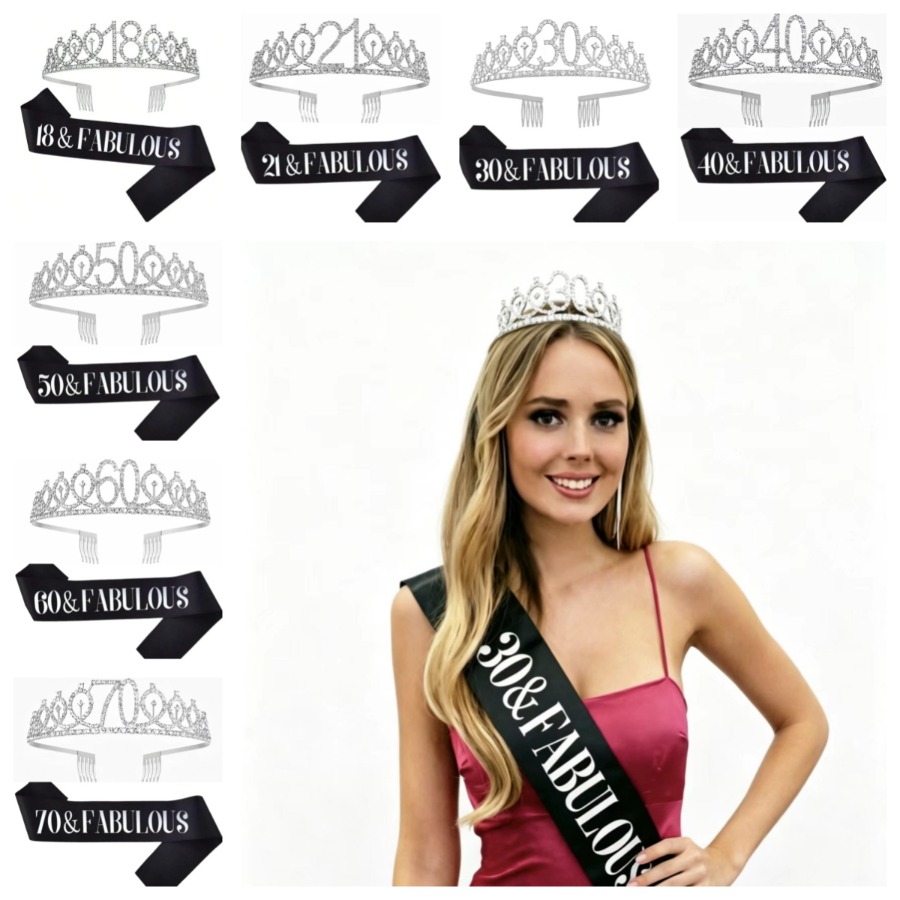 Birthday Sash Glitter - Simli Gümüş Doğum Günü Taç Kemer