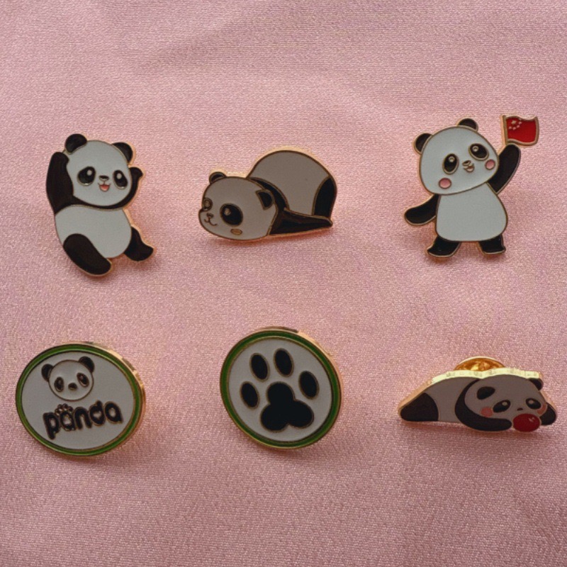 Event Supplies - 6 adet Karikatür Çin Panda Rozeti