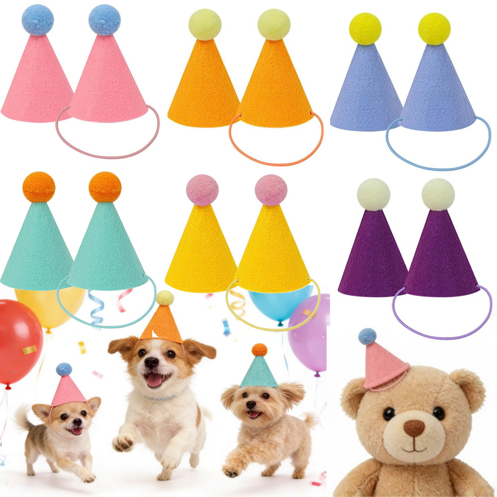 Party Hat Cone - 3/6 adet Pet parti şapkası renkli