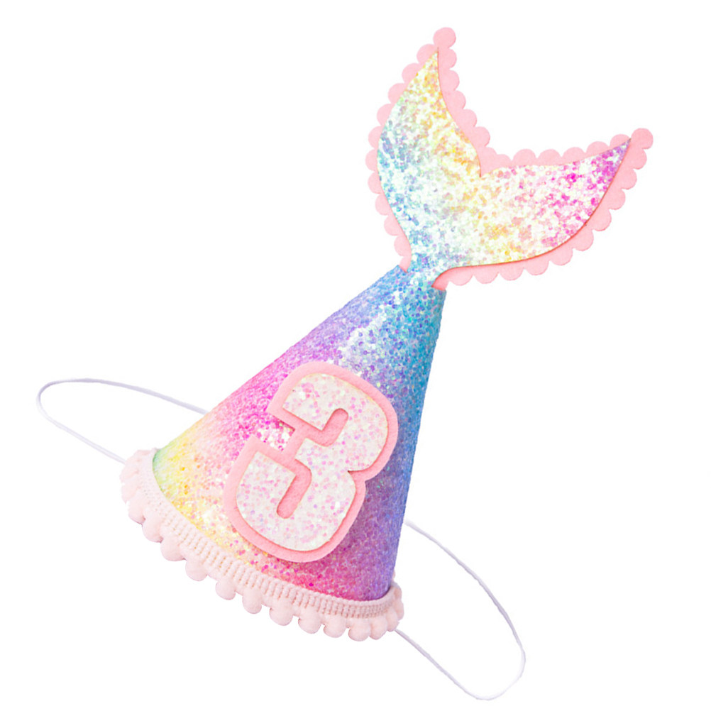 Party Hat Cone - 1 Adet Payetli Denizkızı Parti Şapkası