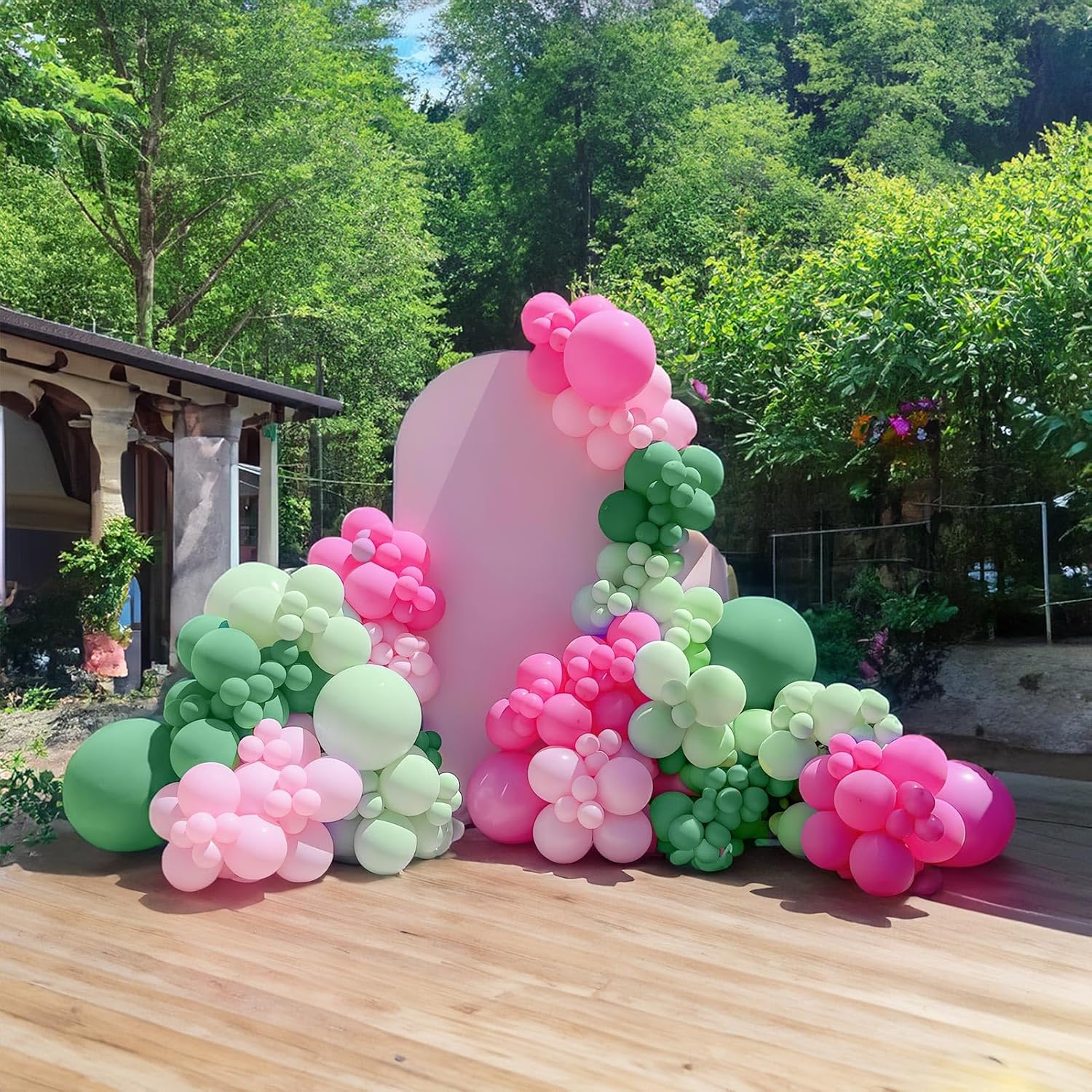 Balloon Arch Kit - 107 Adet Sıcak Pembe Yeşil Balonlar