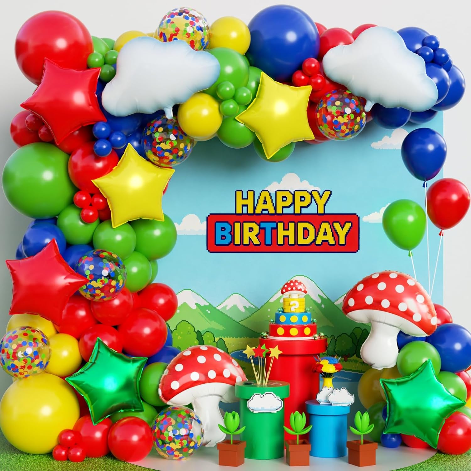 Kırmızı Mavi Yeşil Sarı Bulut  - Balloon Arch Kit incelemesi ve fiyatı