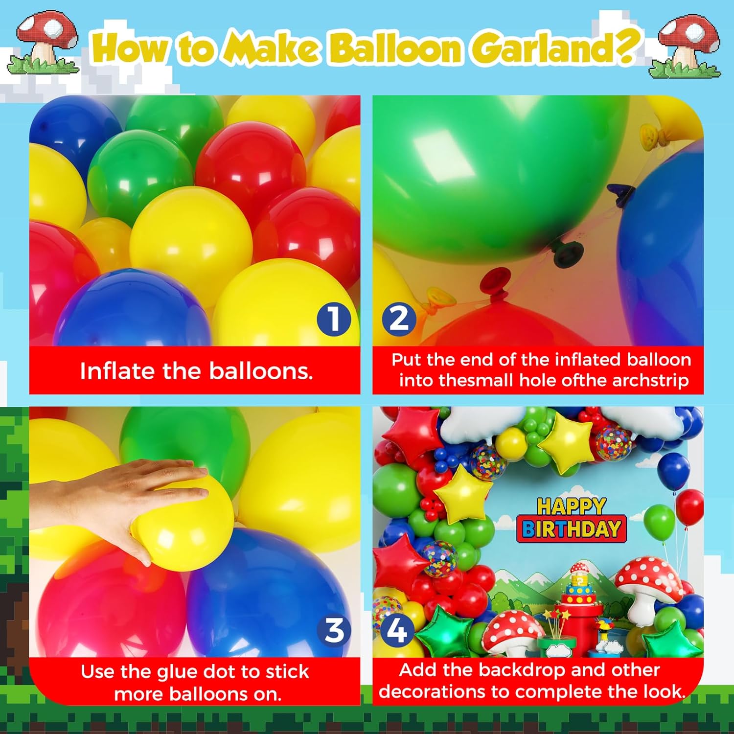 Kırmızı Mavi Yeşil Sarı Bulut  - Balloon Arch Kit incelemesi ve fiyatı