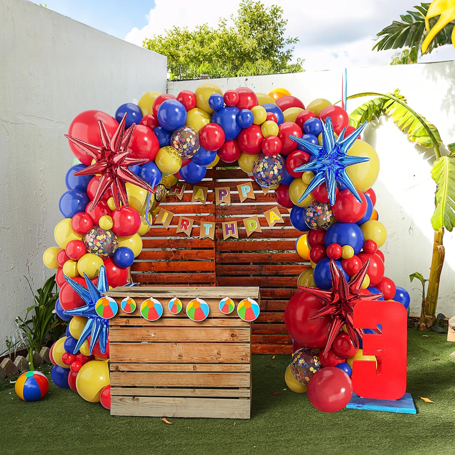 123 Adet Mavi Sarı Kırmızı Bal - Balloon Arch Kit incelemesi ve fiyatı
